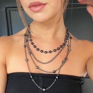 Beautiful vintage beaded layered chain necklace